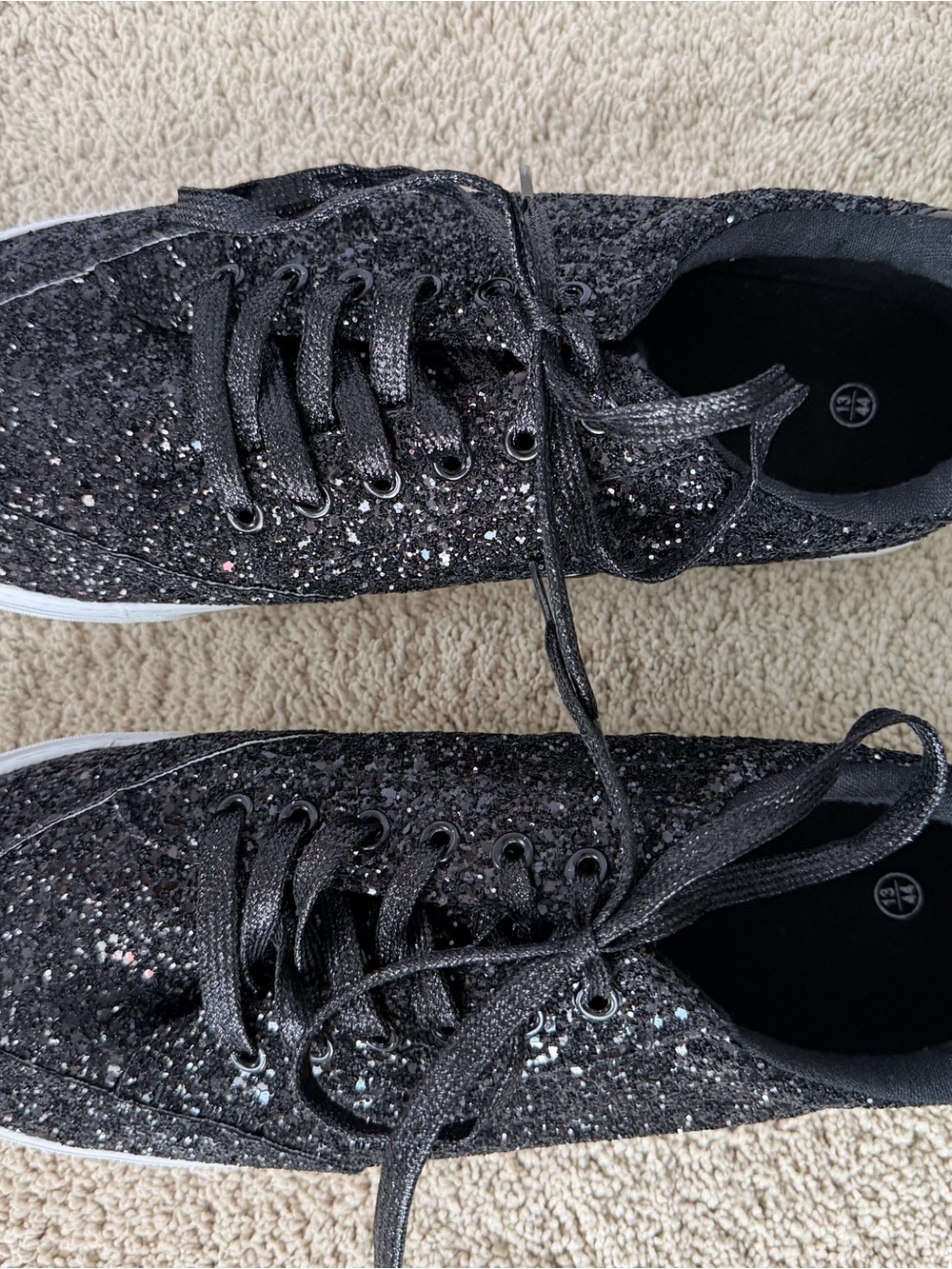 Black Glitter Women's Casual Sneakers